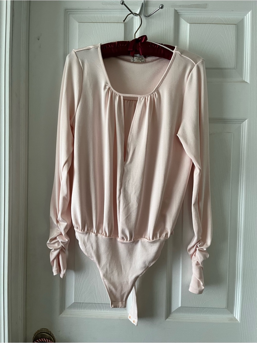 We The Free Blouson Long-Sleeve Bodysuit in Light Pink